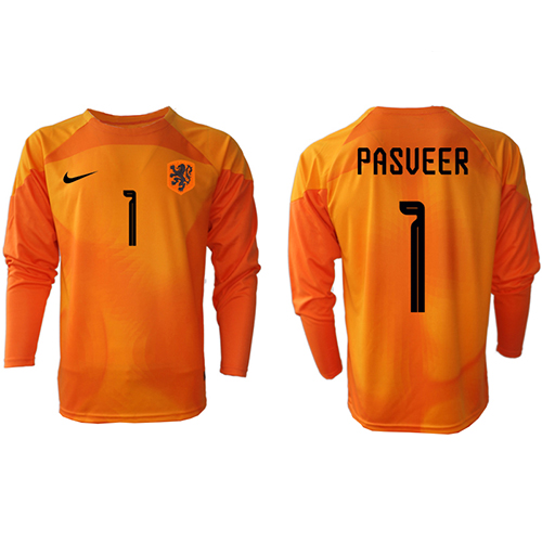 Camiseta Países Bajos Remko Pasveer #1 Portero Visitante Equipación Mundial 2022 manga larga